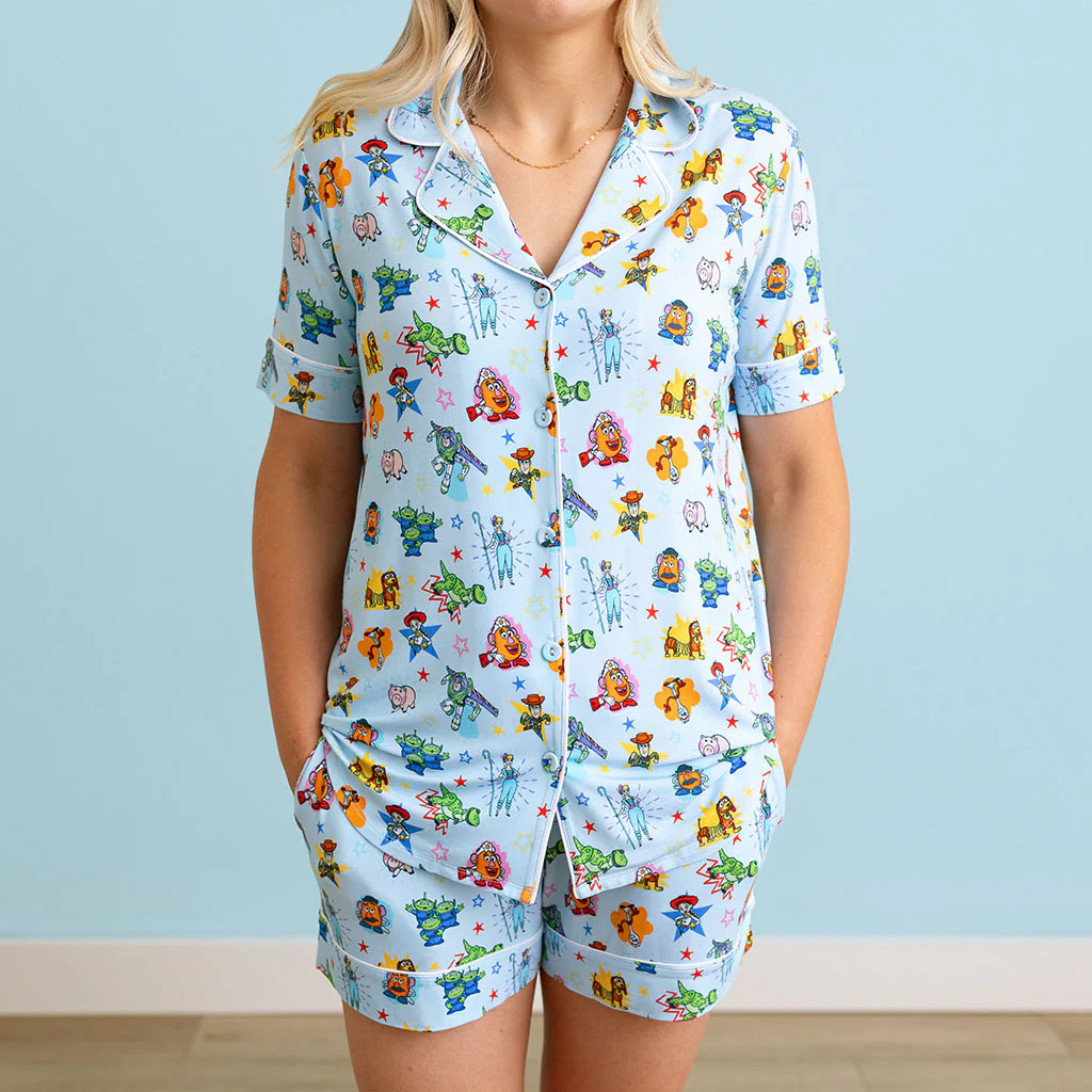 Character Blue Short Sleeve Disney Toy Story Time Women's Luxe Pajama Short Set | Posh Peanut\u00... | Posh Peanut
