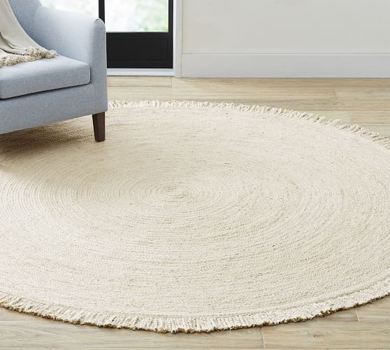 Fringed Braided Round Jute Rug | Pottery Barn (US)