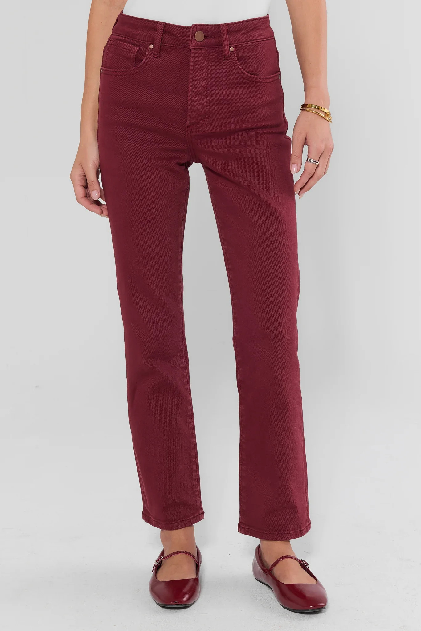 Leah Burgundy Straight Leg Jeans | Avara