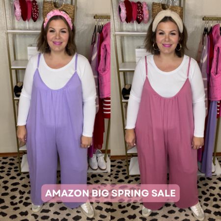 These Amazon jumpsuits are one of my favorite things to wear all year, but the spring colors are so fun! These are on deal for the Amazon Big Spring Sale. I like to size up in these for my bigger hips and booty. These are perfect for teacher outfits and the pastel colors would be perfect to wear to an Easter egg hunt! 

#LTKSeasonal #LTKsalealert #LTKplussize
