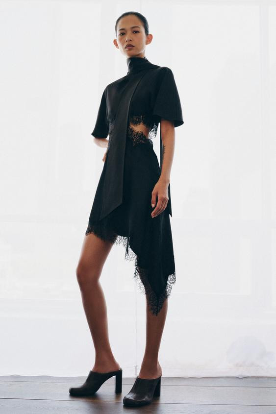 ZW COLLECTION SATIN LACE DRESS | Zara UK