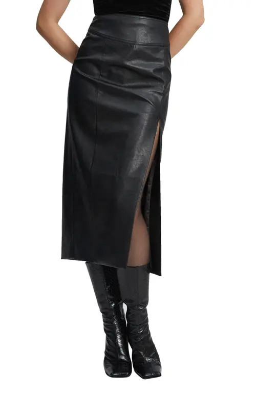 Bardot Dante Faux Leather Midi Skirt in Black at Nordstrom, Size 6 | Nordstrom