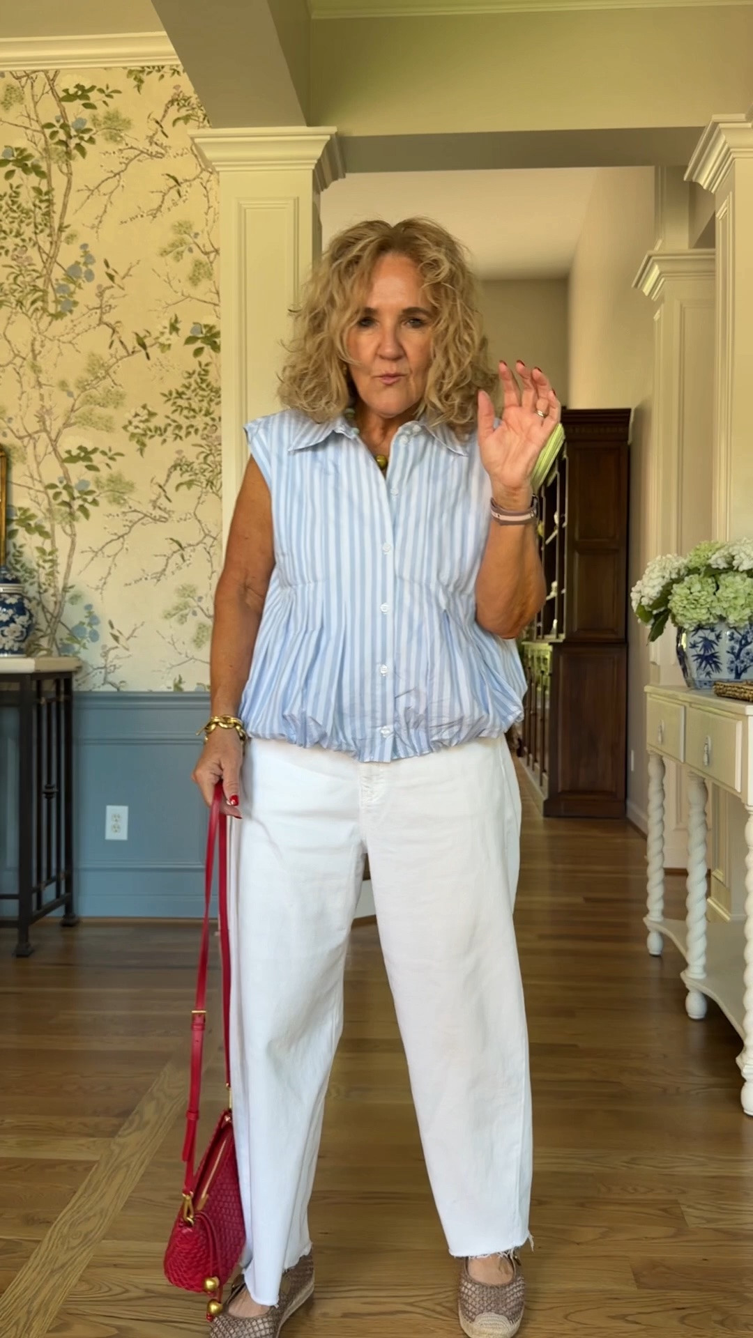 6/25-6/28 Anthropologie 20% off orders of $100+ with code NANETTE20 
This blue striped blouse is one of those pieces you’ll reach for again and again. It’s lightweight, polished, and pairs perfectly with your favorite jeans for an effortless everyday look. I styled it with wide-leg denim, classic sneakers, and a straw tote for an outfit that’s comfortable, timeless, and easy to wear all season.

I’m wearing a medium in the blouse and my usual size in the jeans.

💡 LTK MADE EASY

❤️ Heart = Support my posts
🔖 Save = Get sale & restock alerts
📋 Lists = Keep favorites organized
📲 Share = Send to yourself for later
💬 Comment = Ask me anything

#LTKootd #LTKSeasonal #LTKOver40