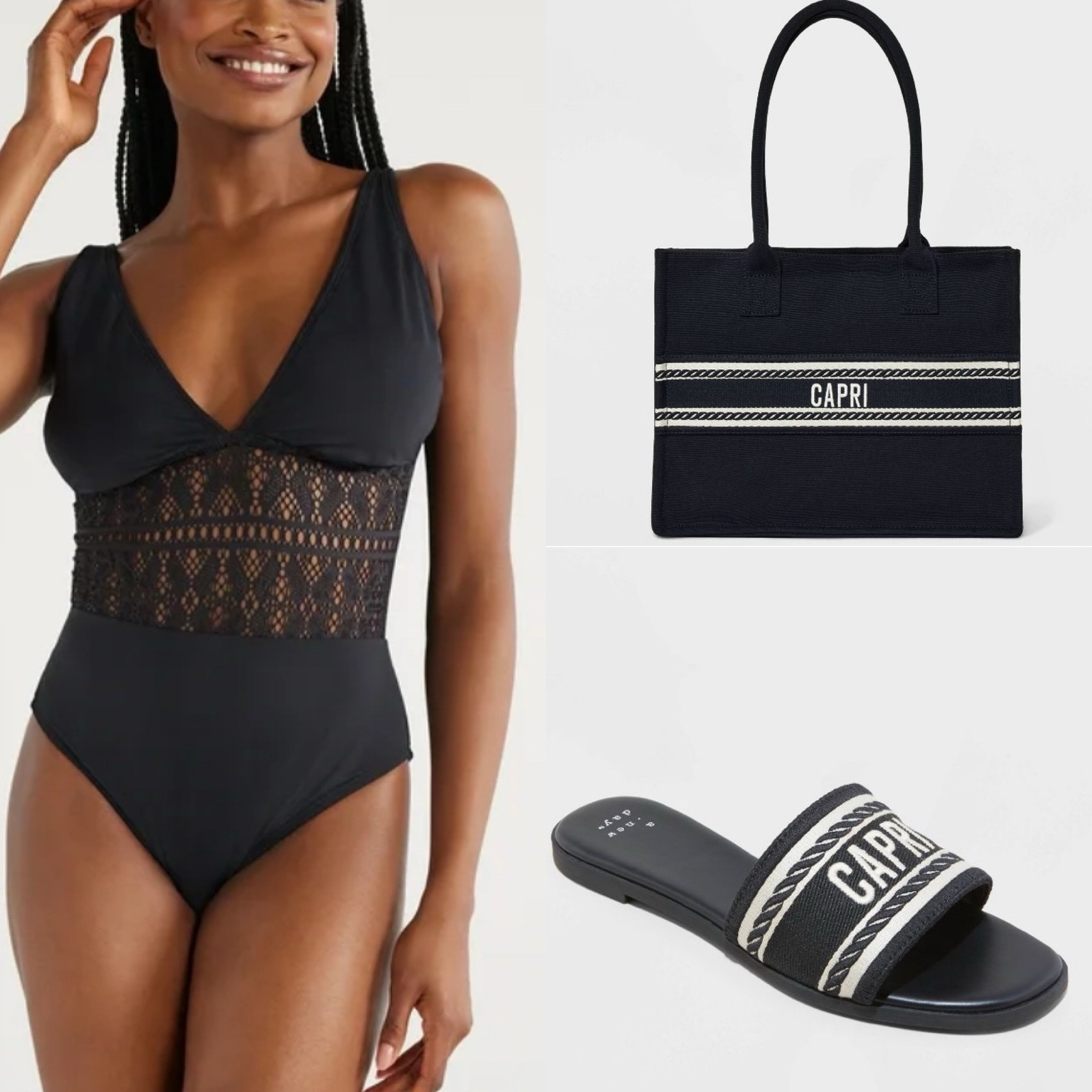 Affordable Spring Break pool day outfit 
Walmart black one piece swimsuit 
Target finds 
Tote
Embroidered Slide on sandals
Capri
Shop the look
Christian Dior
Vacation 
What to pack 


#LTKitbag #LTKswim #LTKshoecrush