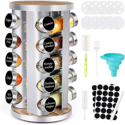 Spice Rack Organizer With Jars For Cabinet (20Pcs) Revolving/Rotating Seasoning Organizer | Wayfair North America