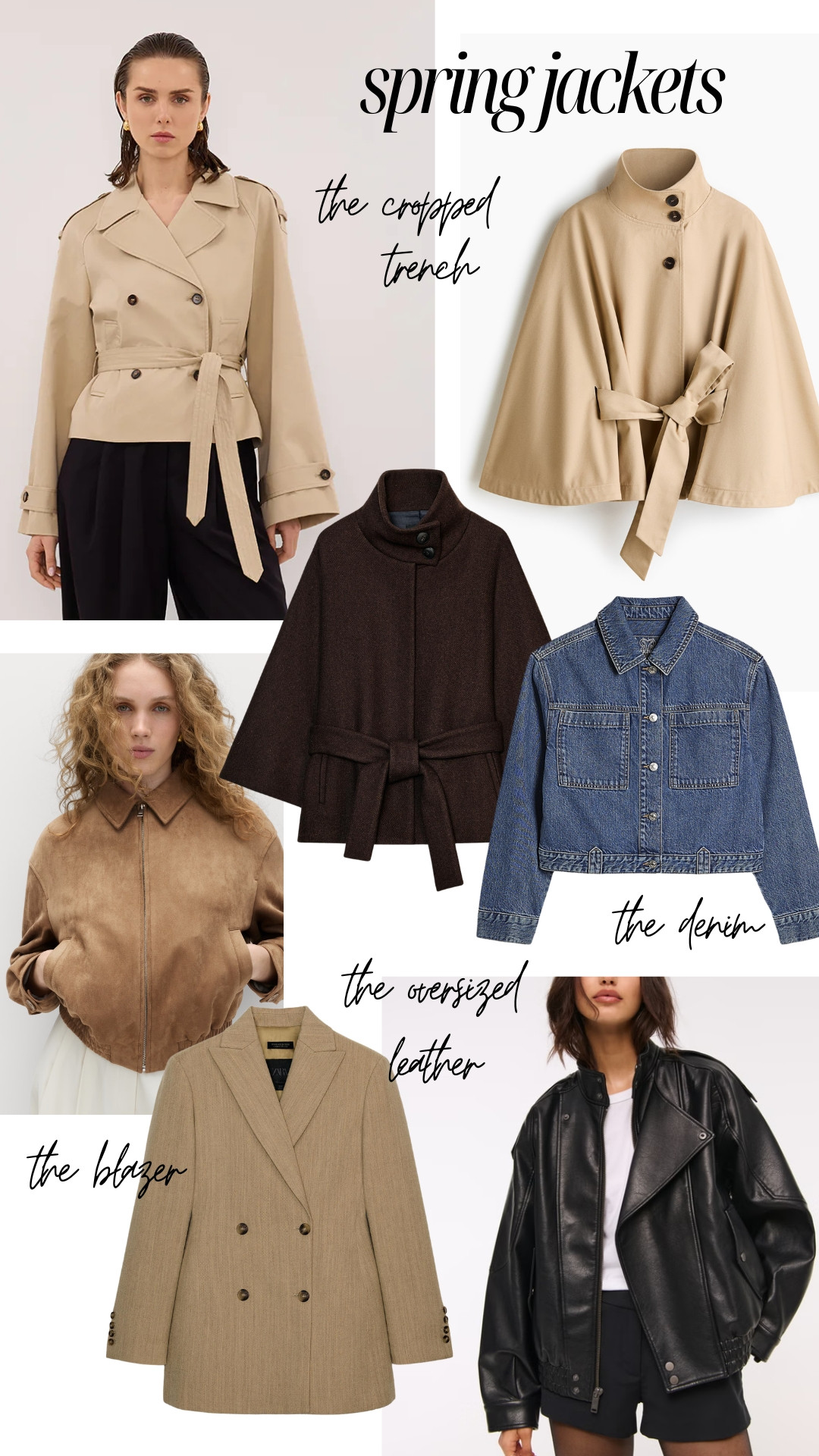 Spring jackets on rotation. Cropped trench jackets, denim, funnel neck, chocolate brown, suede bomber, tan, blazer, oversized leather 

 

#LTKspring #LTKstyletip