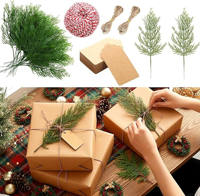 Ctosree 50 Sets Christmas Greenery Picks for Gift Wrapping DIY Crafts Christmas Floral Picks Kraf... | Amazon (US)