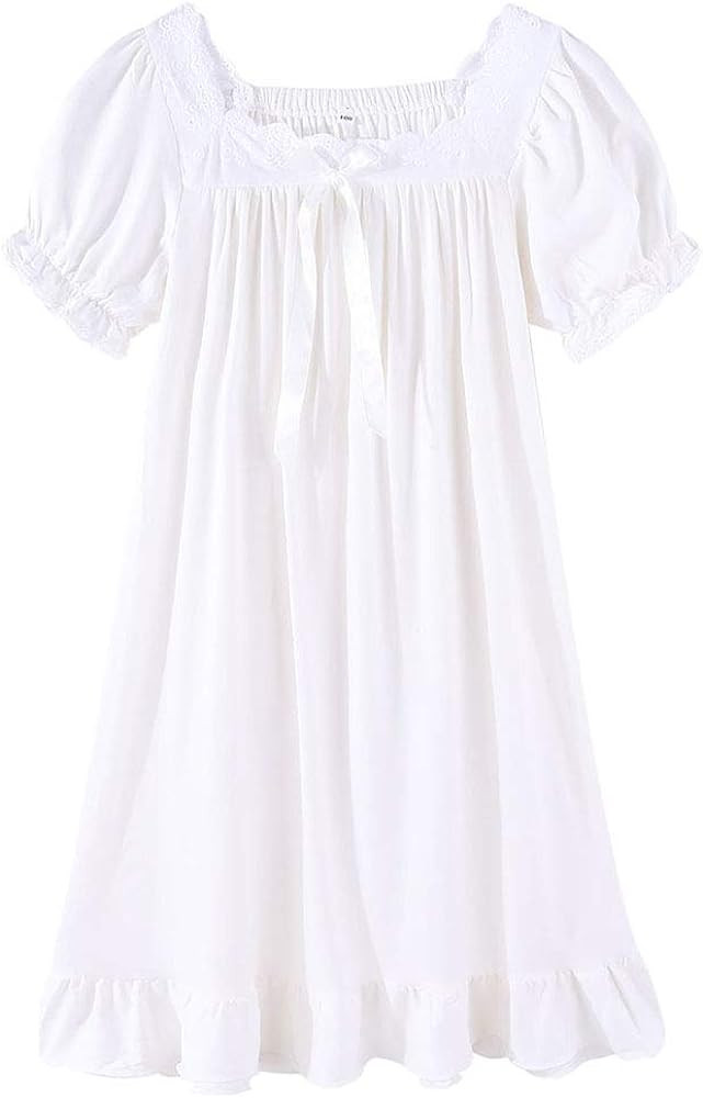 CHUNG Toddler Little Big Girls Modal Nightgowns Soft Princess Short Sleeve Round Square Neck Long... | Amazon (US)