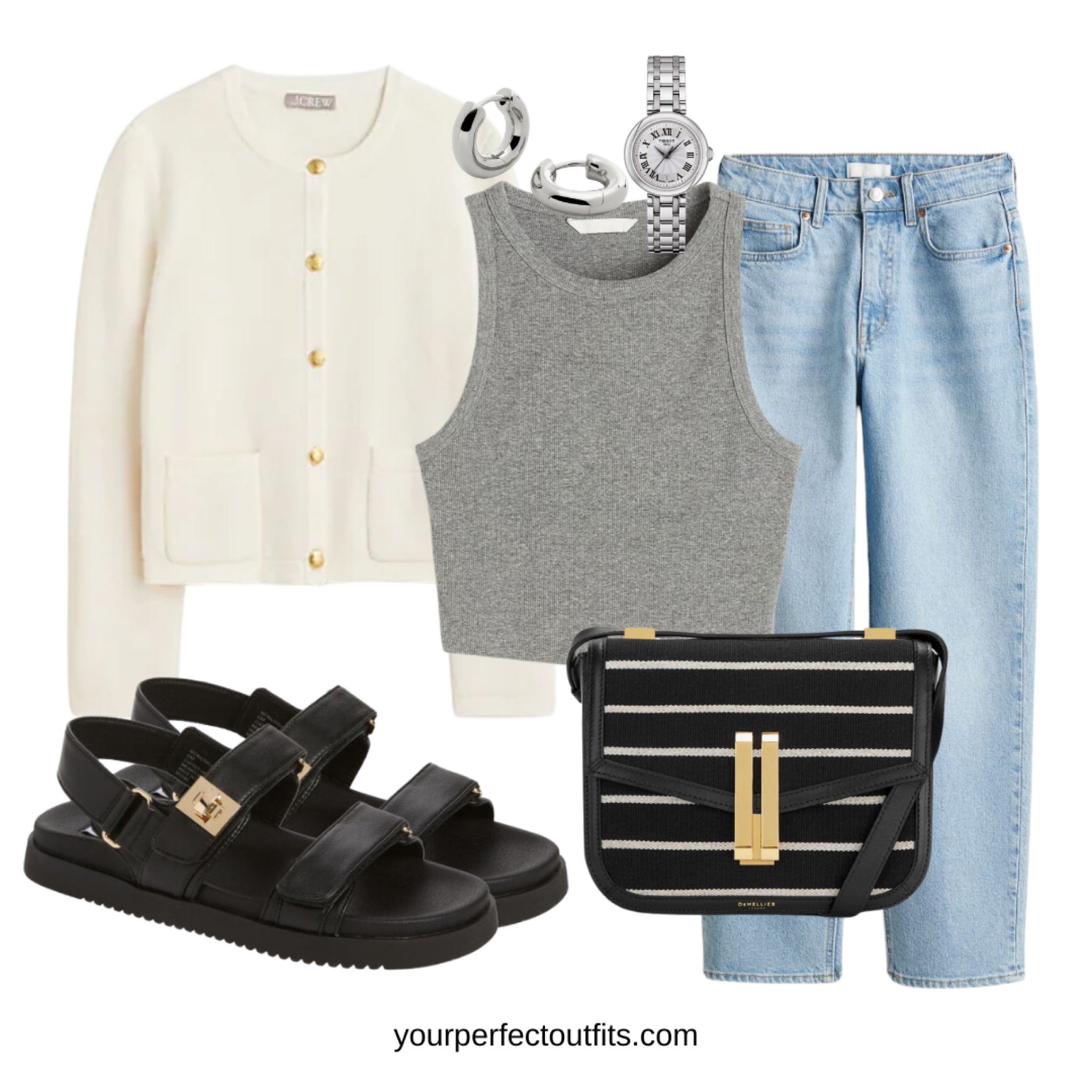 Spring look with a cardigan and black sandals 

#LTKSeasonal #LTKshoecrush #LTKfindsunder100