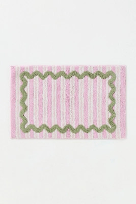 Maeve Madeline Cotton Tufted Stripe Scallop Bathmat | Anthropologie (US)
