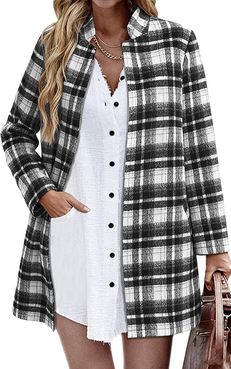 Angashion Women’s Coat, Long Sleeve Stand Collar Cardigan Mid-Long Open Front Outwear Overcoat ... | Amazon (US)