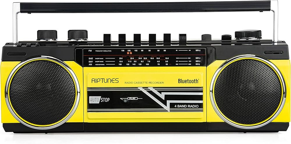 Riptunes Cassette Boombox, Retro Blueooth BoomBox, Cassette player and Recorder, AM/FM/SW-1-SW2 R... | Amazon (US)