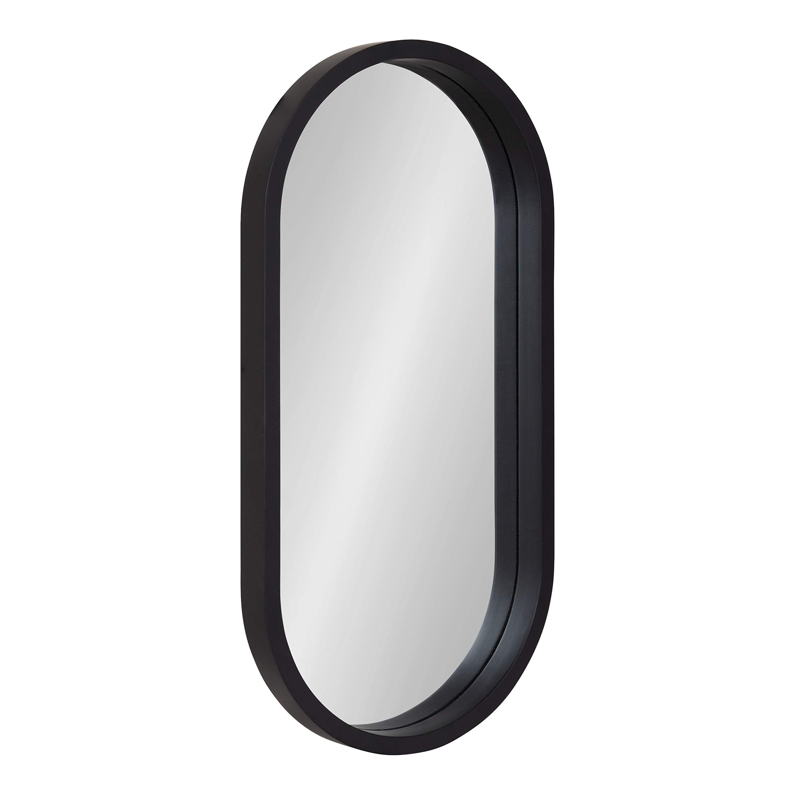Kate and Laurel Travis Modern Wood Framed Capsule Wall Mirror, 12 x 24, Black, Chic Geometric Wal... | Amazon (US)