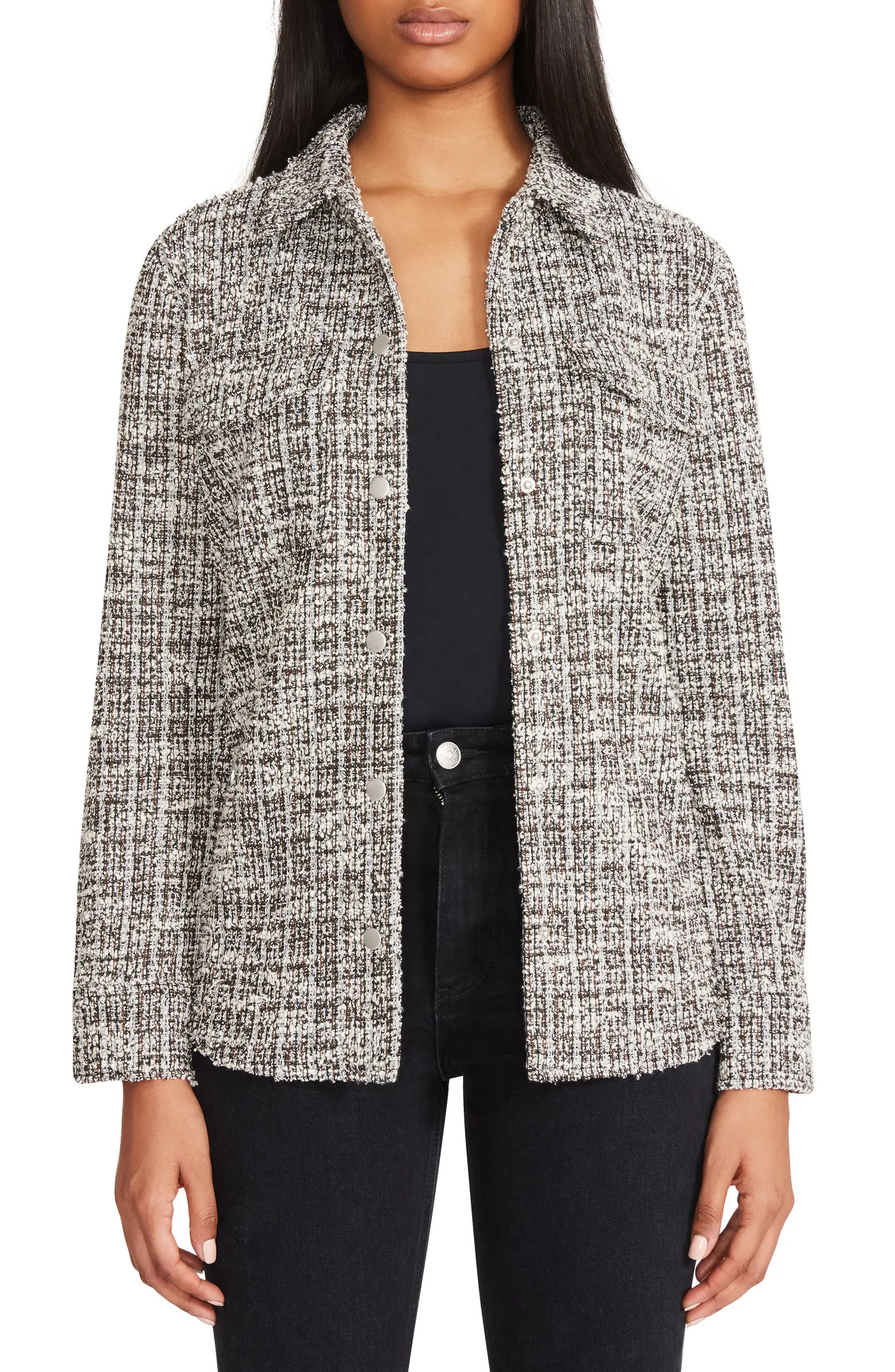 Cuddled Up Tweed Snap-Up Shacket | Nordstrom