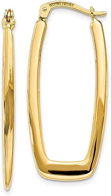 14k Yellow Gold 2.25mm Rectangle Hoop Earrings Ear Hoops Set Fine Jewelry For Women Gifts For Her | Amazon (US)