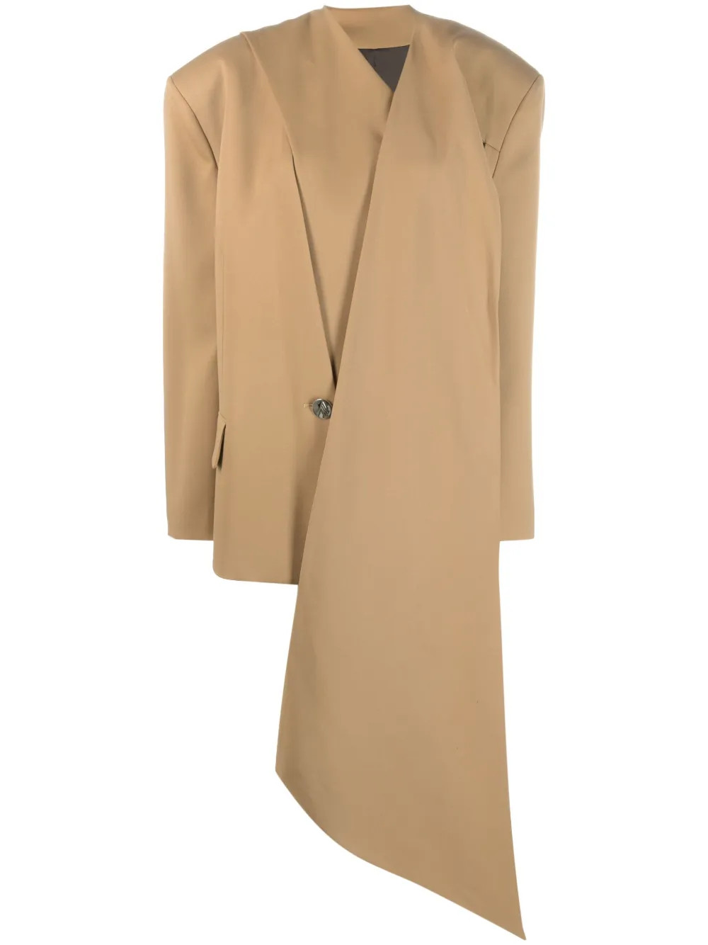 The Attico scarf-embellished single-breasted Blazer | Neutrals | FARFETCH AU | Farfetch Global