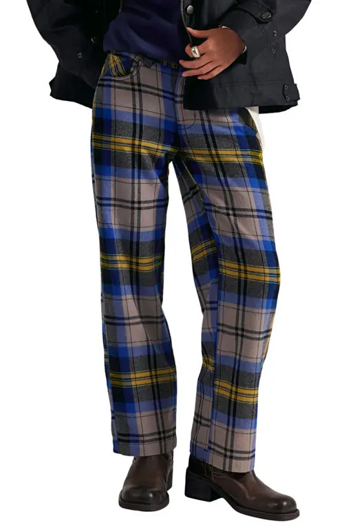 Free People Cheers Plaid High Waist Pants in Charcoal Combo at Nordstrom, Size 6 | Nordstrom