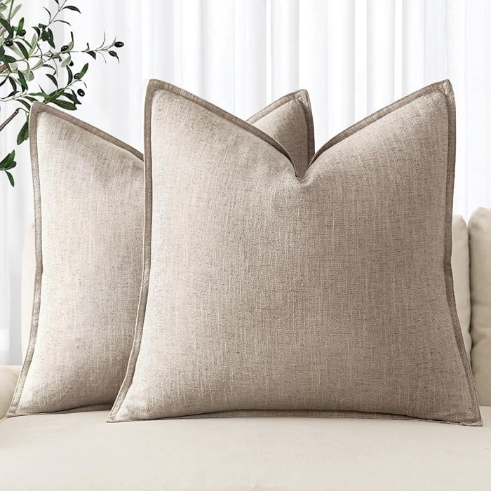 MIULEE Pack of 2 Linen Decorative Throw Pillow Covers 18x18 Natural Linen | Amazon (CA)