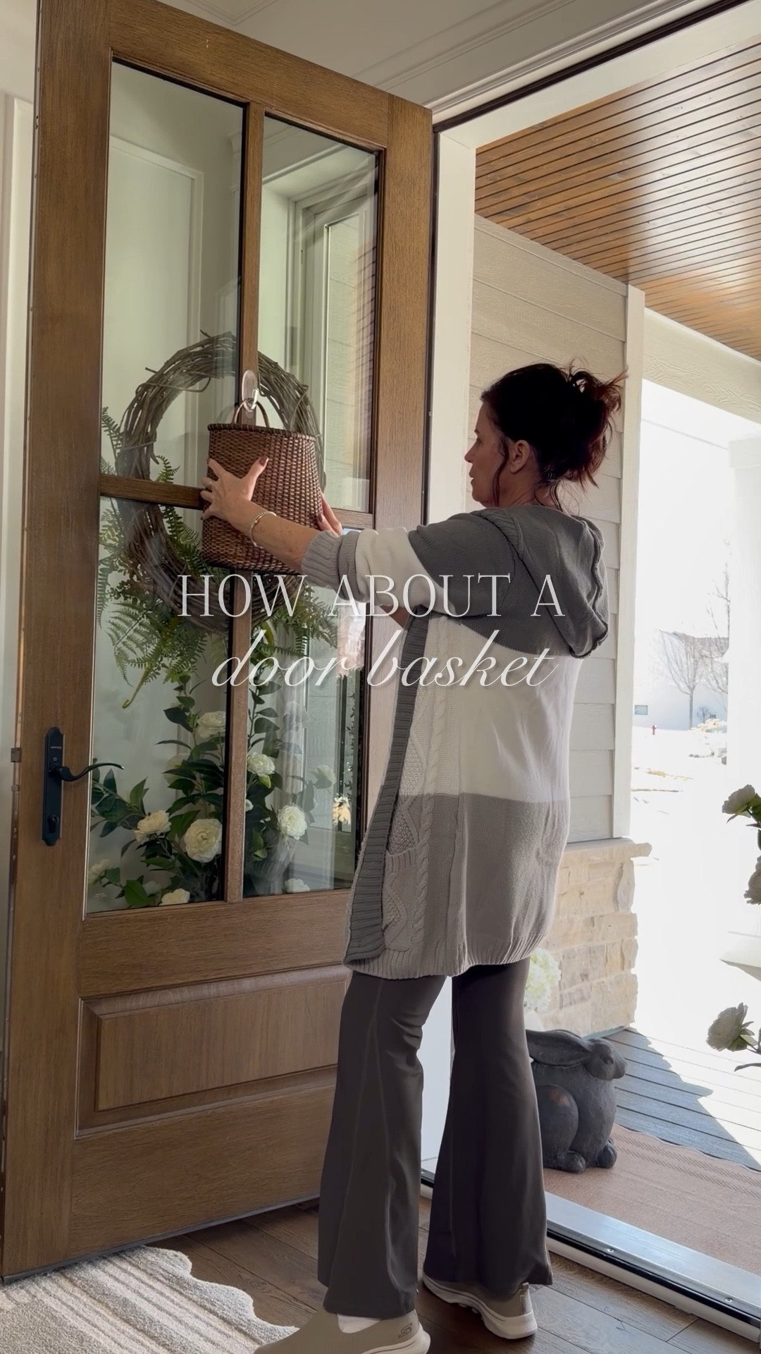 A hanging basket is a pretty alternative to a wreath for a door, inside or out. Change the floral or greenery with the seasons.

@antiquefarmhouse 

#LTKHome #LTKSeasonal #LTKvlog