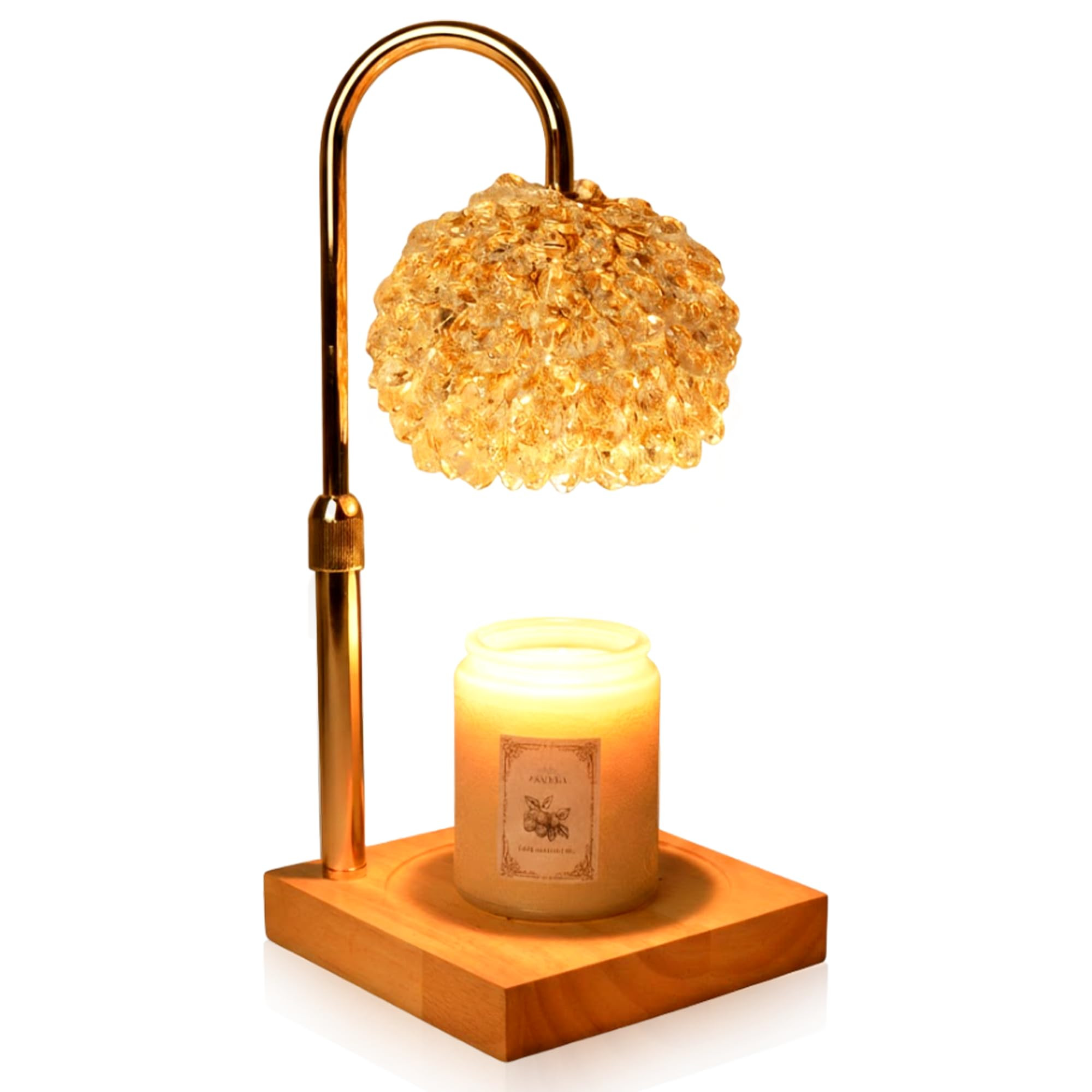 Glass Candle Warmer Lamp with Timer - Adjustable Height Candle Lamp Warmer with Crystal Shade, Ti... | Amazon (US)