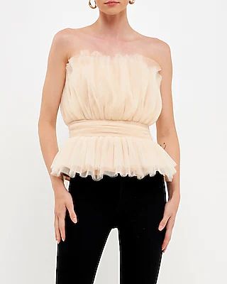 Endless Rose Strapless Tulle Banded Top | Express