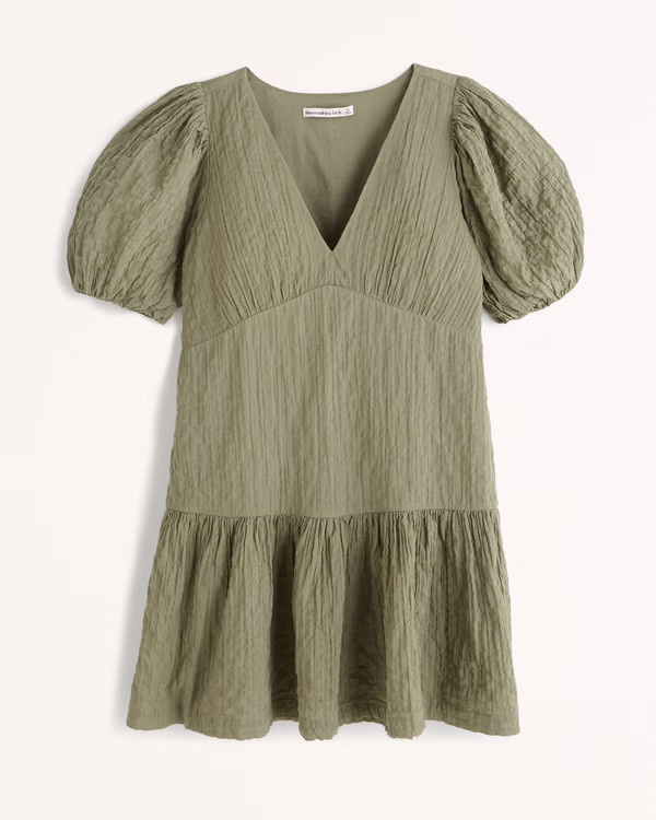 Puff Sleeve Trapeze Mini Dress | Abercrombie & Fitch (US)
