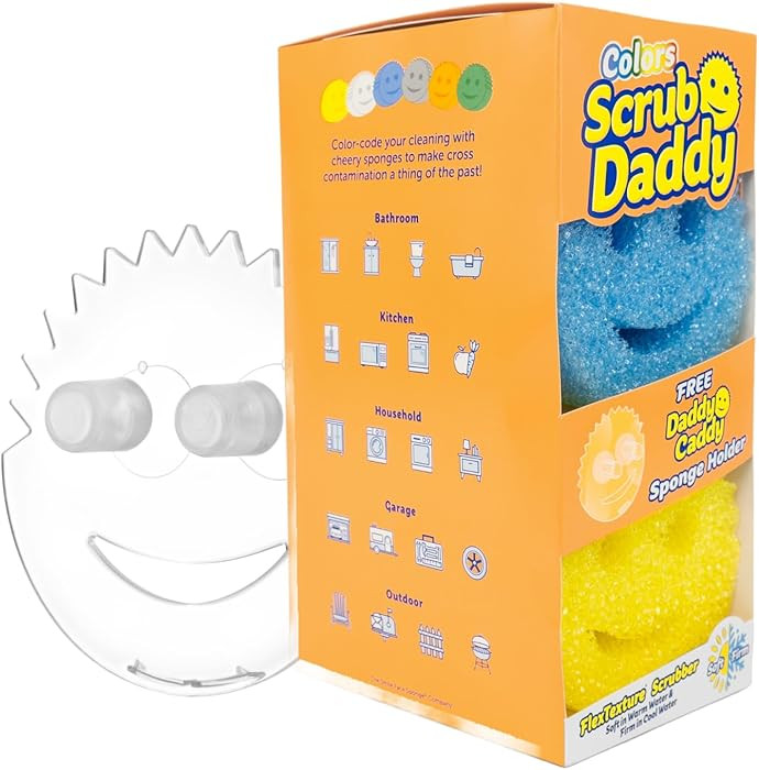 Scrub Daddy 6 Kitchen Sponges & 1 Daddy Caddy Dish Sponge Holder - BPA Free & Made with Polymer F... | Amazon (US)