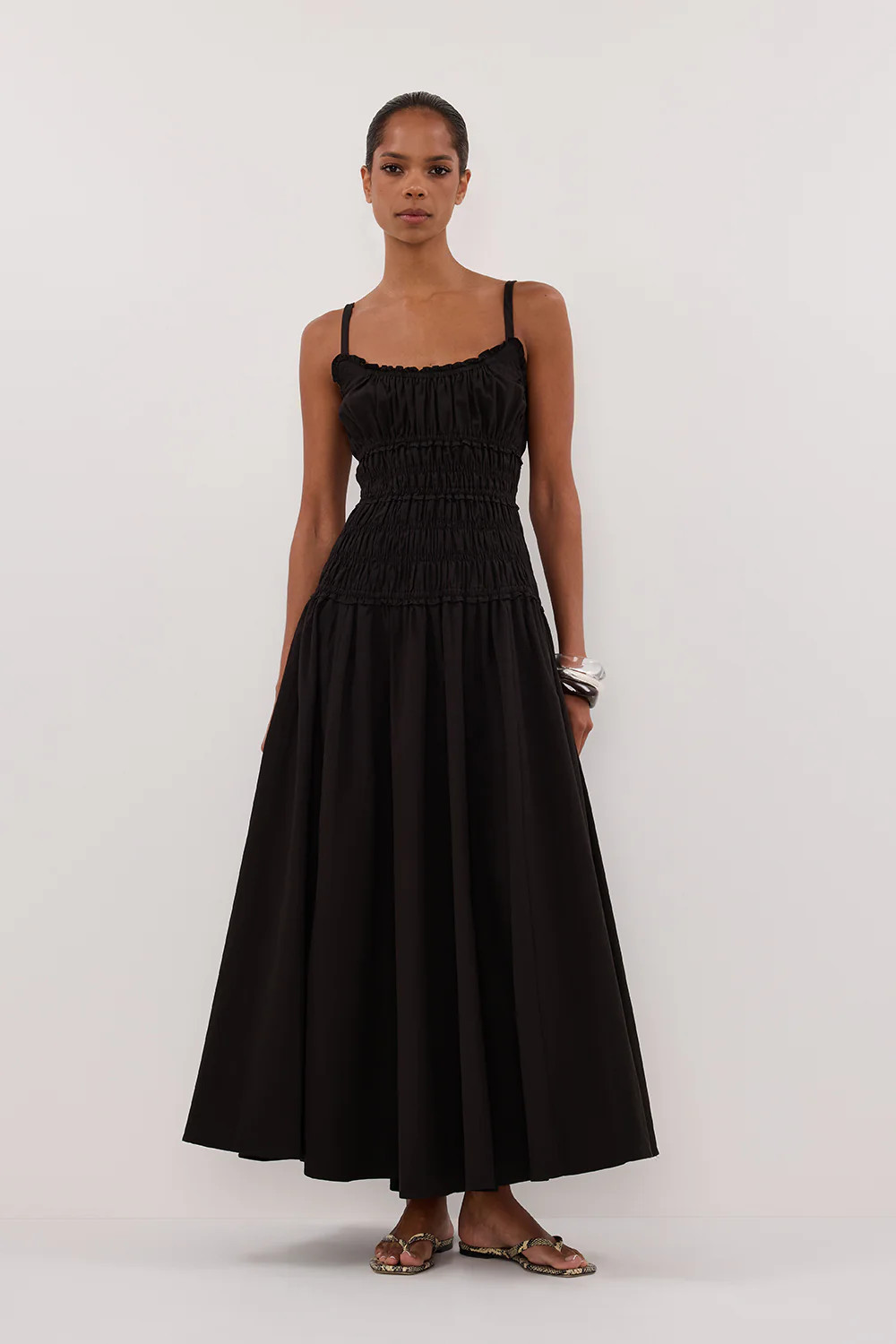 TOBY BLACK COTTON MIDI DRESS | DISSH