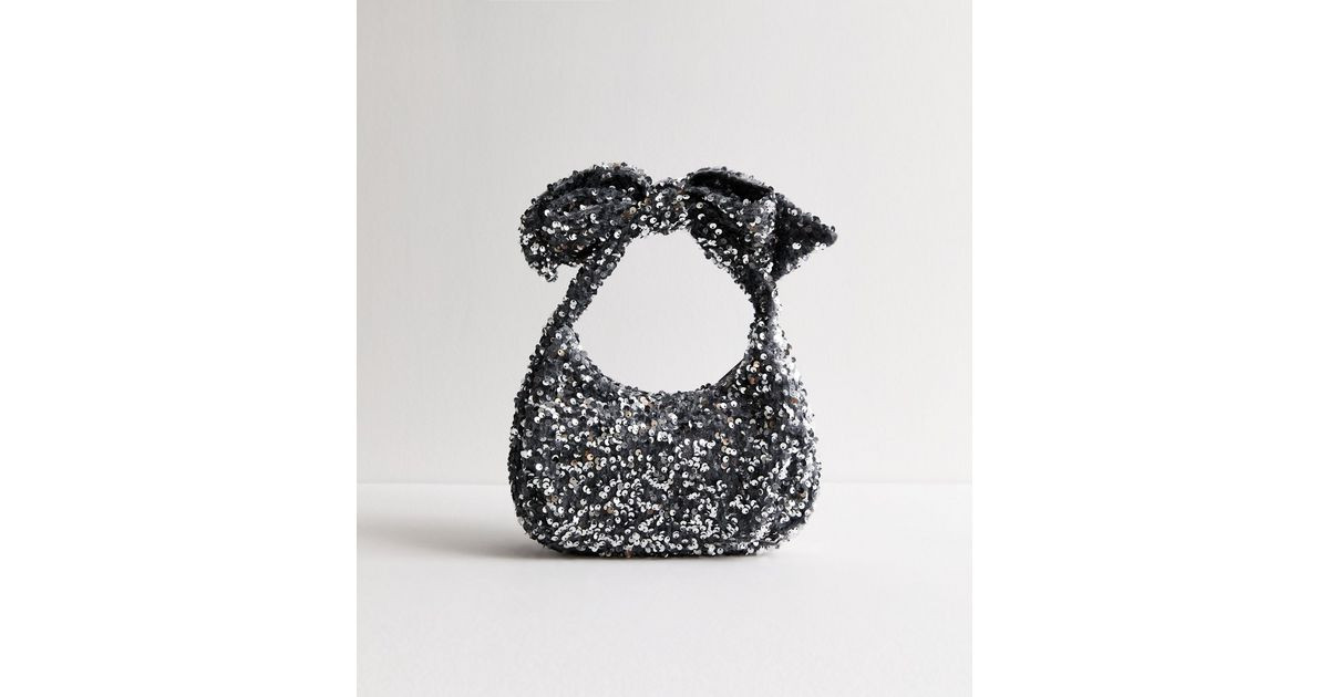 Silver Bow Sequin Mini Bag  | New Look | New Look (UK)