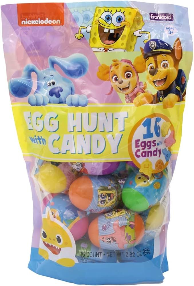 Nickelodeon Plastic Egg Hunt Bag, Assorted 16 Count Prefilled Easter Eggs with Candy Inside, by F... | Amazon (US)