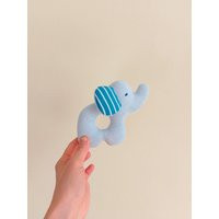 Organic Soft Blue Elephant Rattle, Organic Toy, Eco Rattle | Etsy (US)