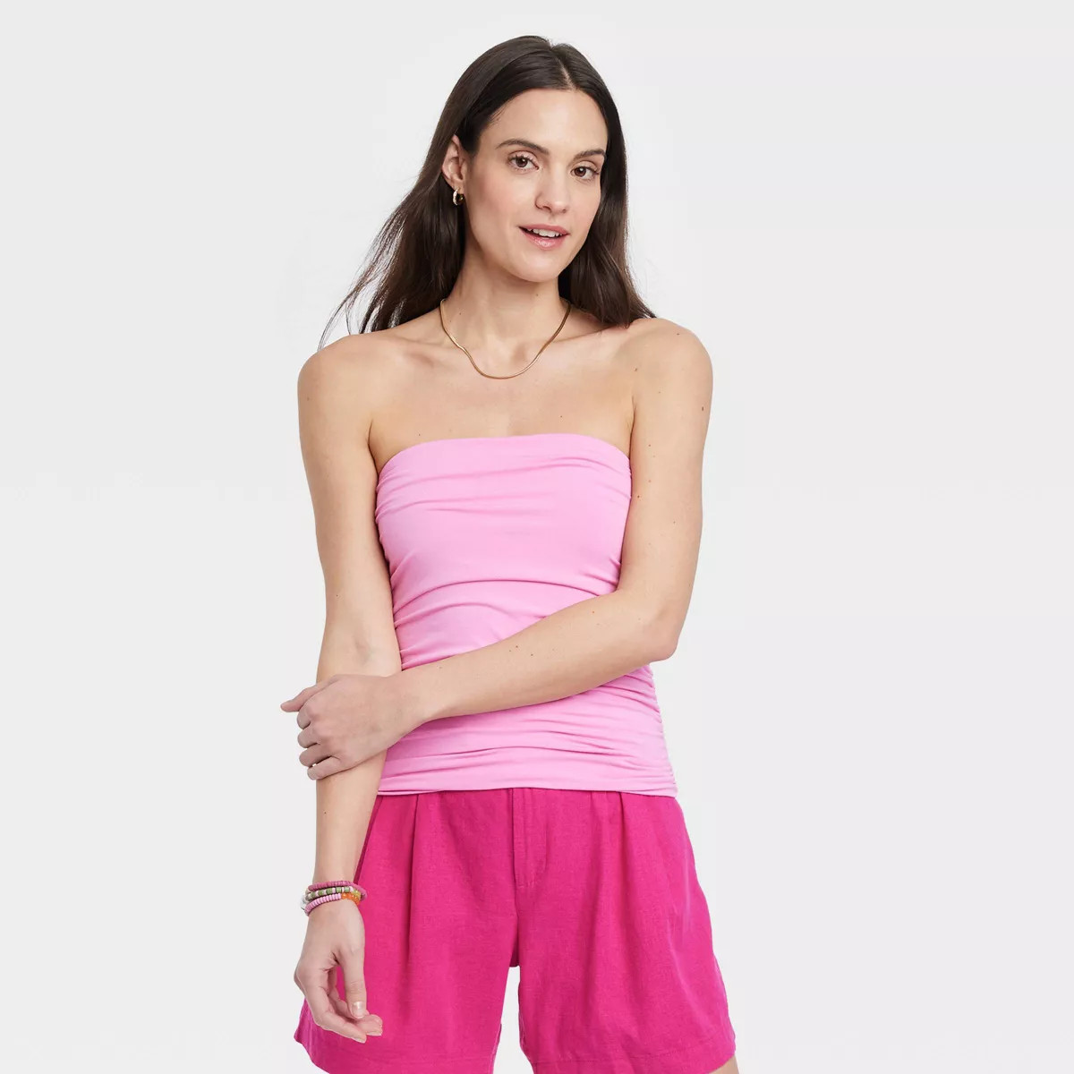Women's Slim Fit Ruched Tube Top - A New Day™ | Target