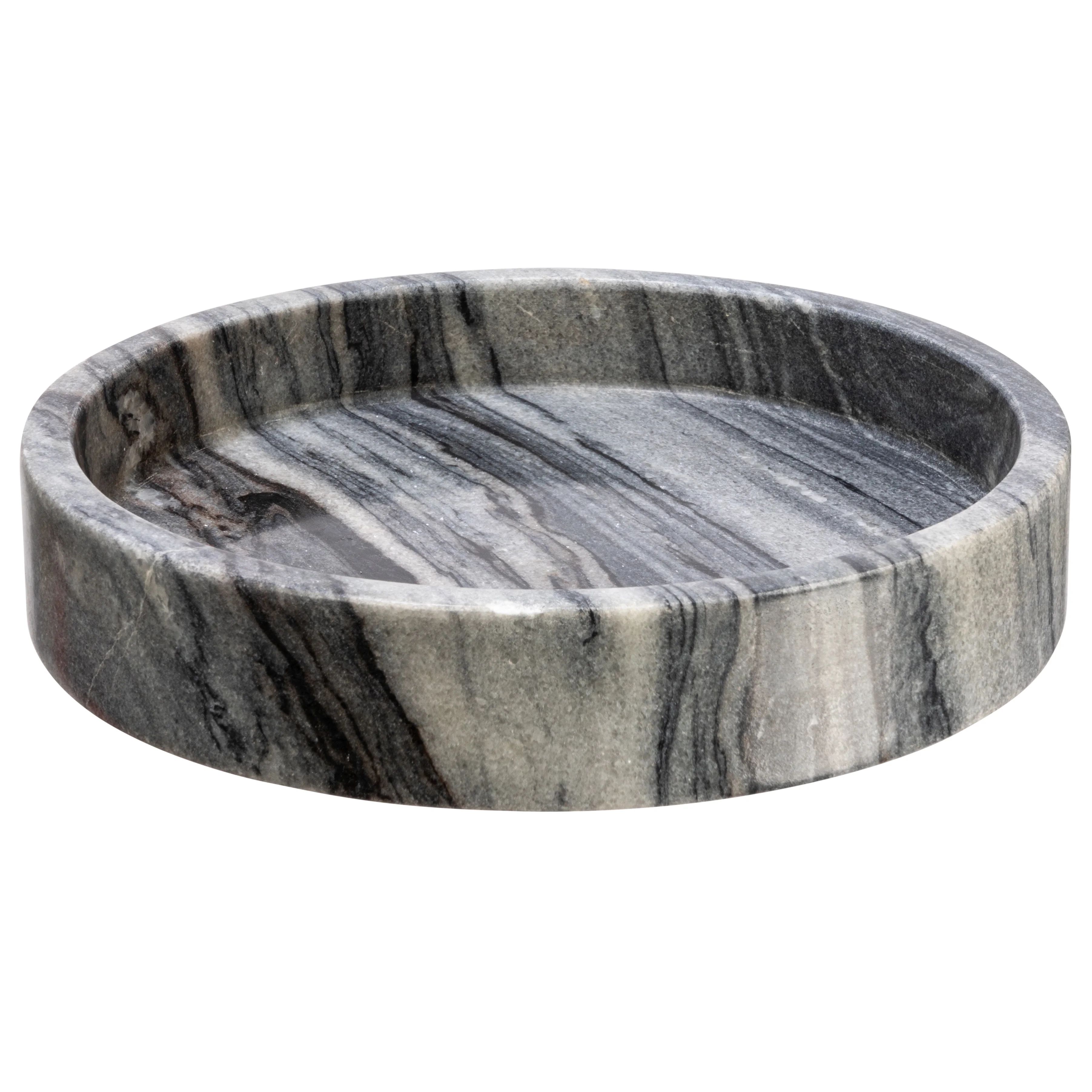 Creative Co-Op Modern Round Marble Tray with Raised Edge, Grey | Walmart (US)