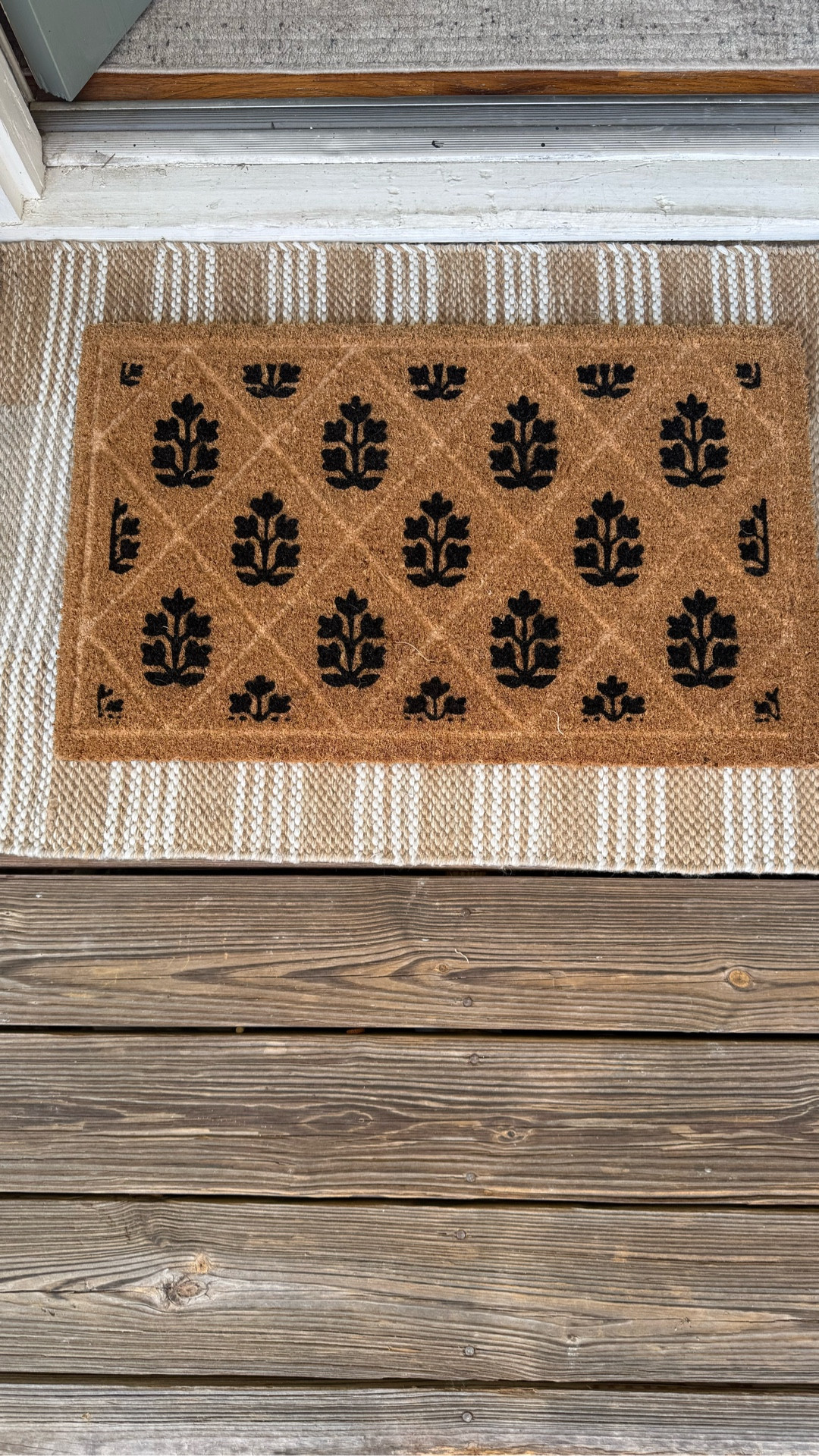 Doormat with block print pattern 


Layered doormats
Doormat
Block print 
Cottage decor 

#LTKSaleAlert #LTKHome #LTKSeasonal