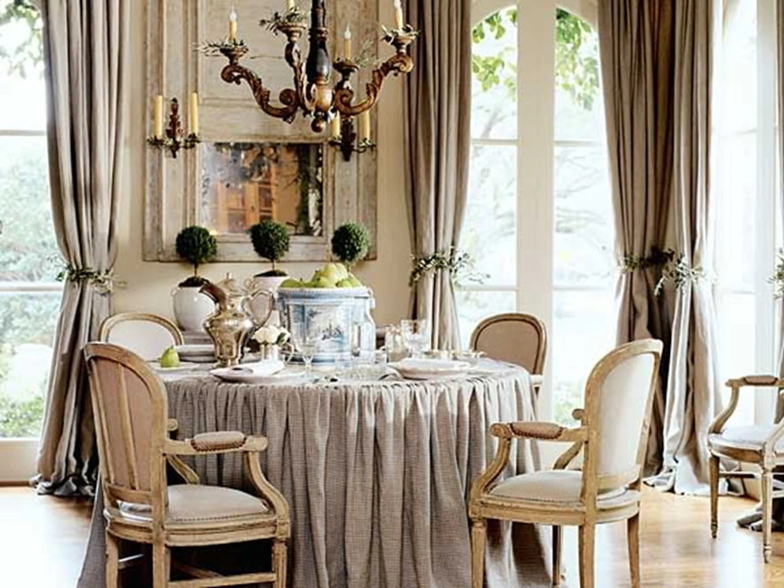 Oatmeal color linen tableskirt, Round linen tableskirt with gathers, linen table skirt | Etsy (US)