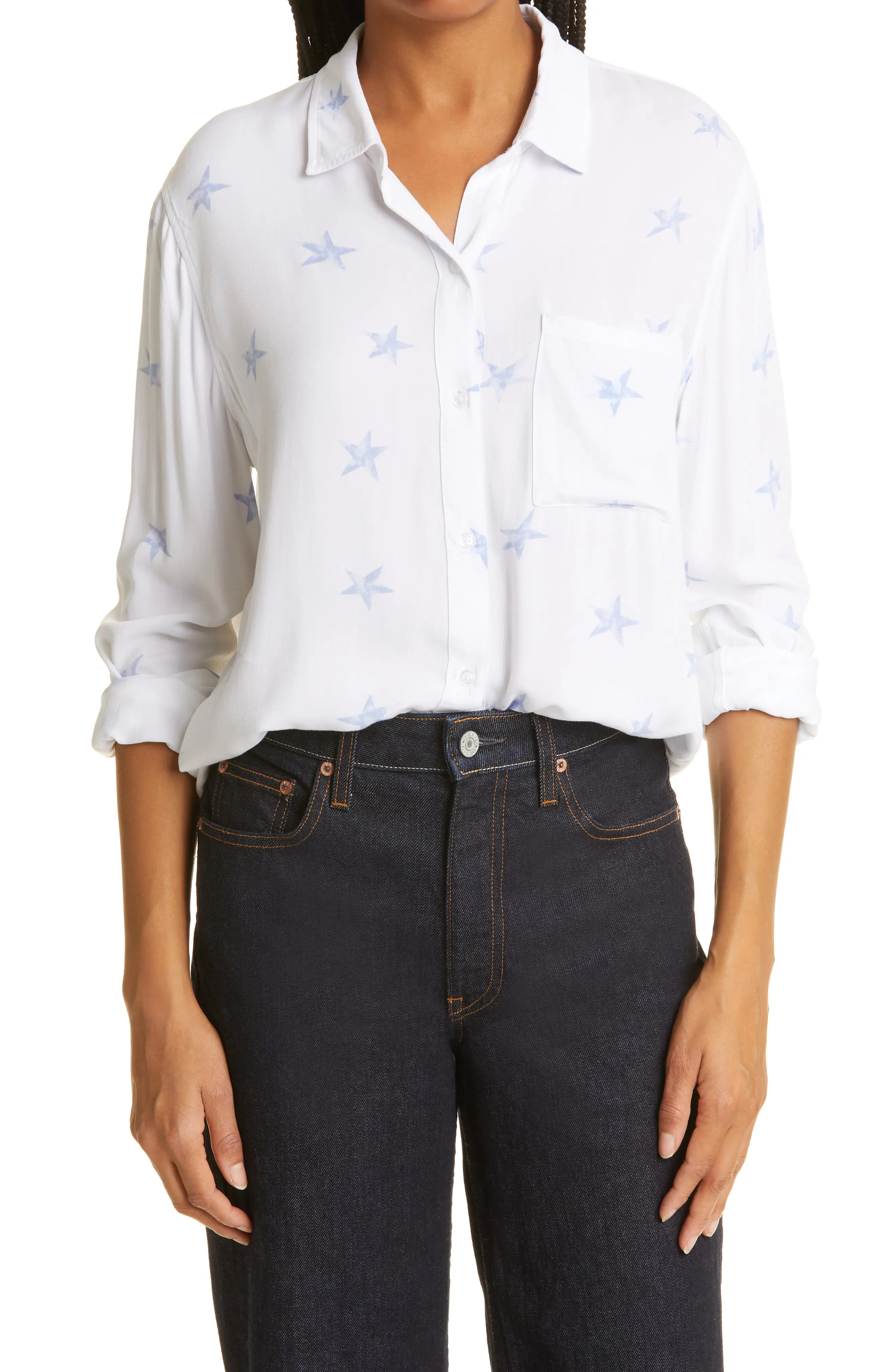 Rails Rocsi Star Print Button-Up Shirt in Celestial Stars at Nordstrom, Size Small | Nordstrom