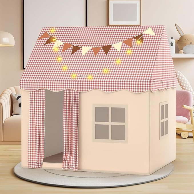 EagleStone Kids Play Tent Indoor, Toddler Princess Bed Tent with Padded Mat, LED Star Lights & 2 ... | Amazon (US)