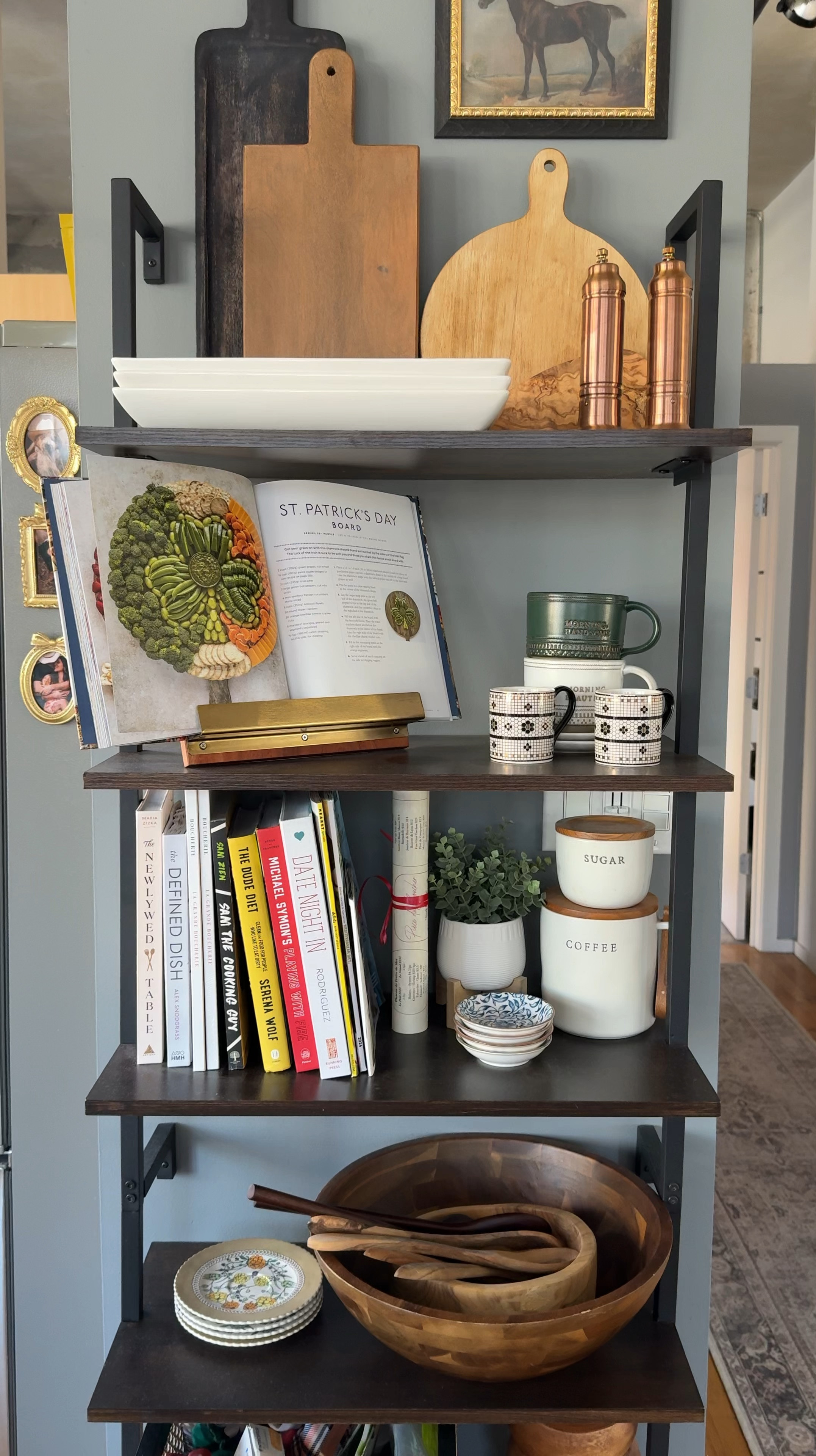 Linking up my kitchen shelf decor/overflow space! This charcuterie board book display is always a crowd favorite. I change it out for every holiday/season! 

#LTKHome