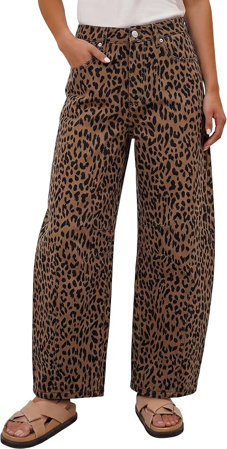 ANRABESS Women's Wide Leg Barrel Jeans | Mid Rise Ankle Length Denim Pants,Going Out Y2K Streetwe... | Amazon (US)