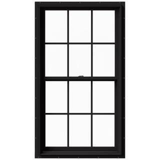 33.375 in. x 60 in. W-2500 Series Black Painted Clad Wood Double Hung Window w/ Natural Interior ... | The Home Depot