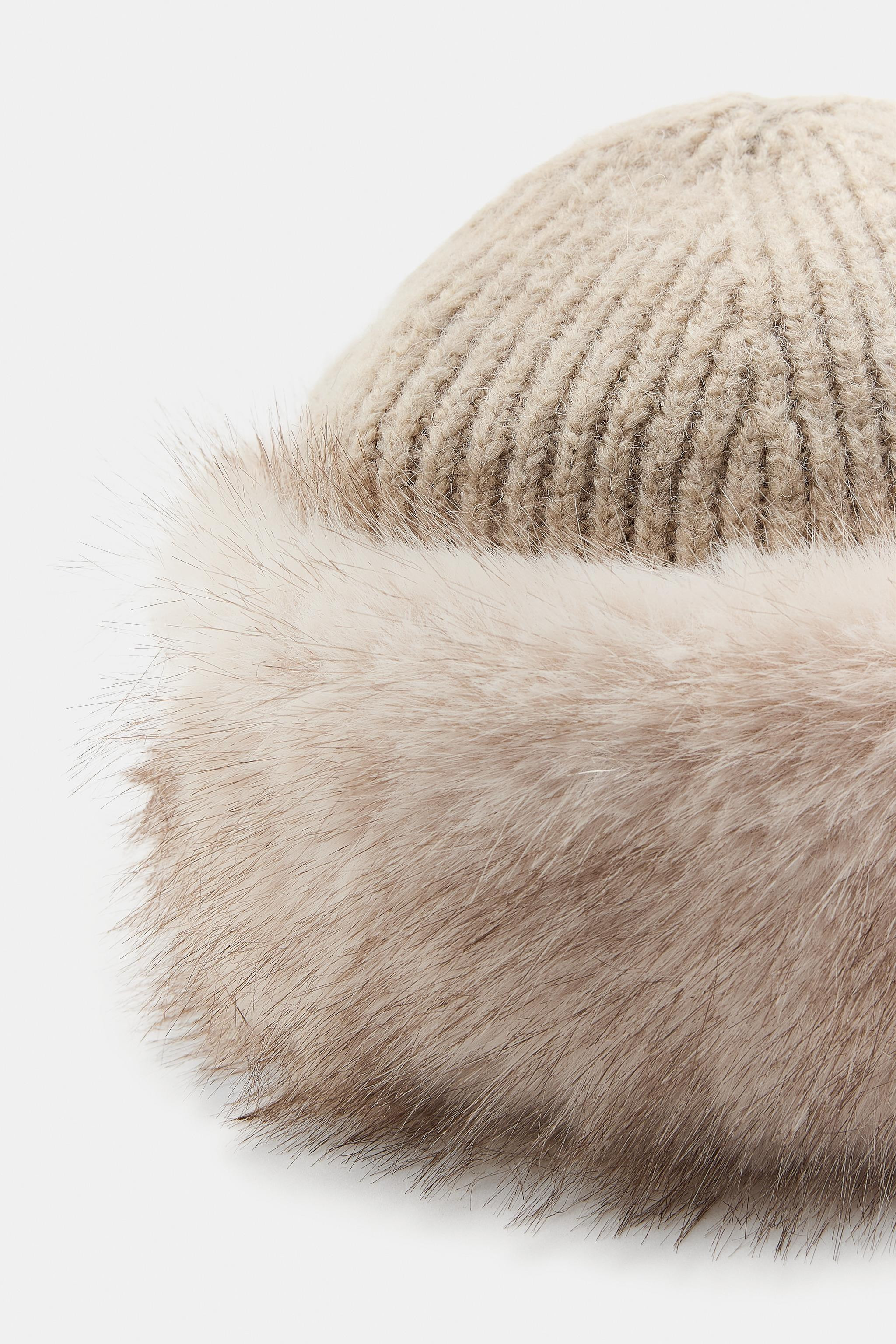 FAUX FUR KNIT BEANIE | Zara UK