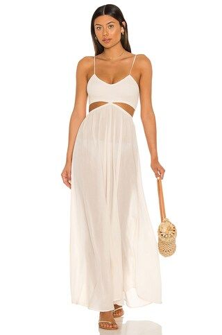 Innocence Solid Smocked Maxi Dress in Opal | Revolve Clothing (Global)