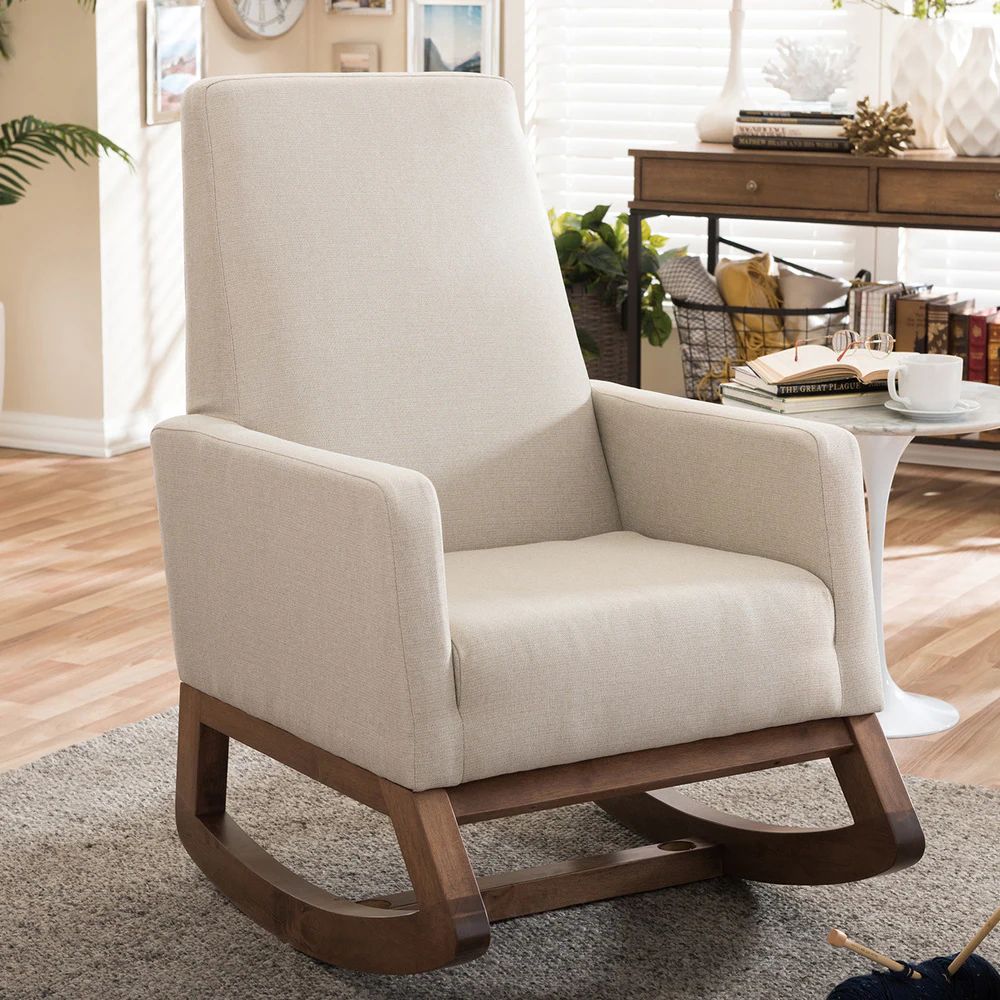 Carson Carrington Honningsvag Mid-century Modern Light Beige Upholstered Rocking Chair (Rocking Chai | Bed Bath & Beyond