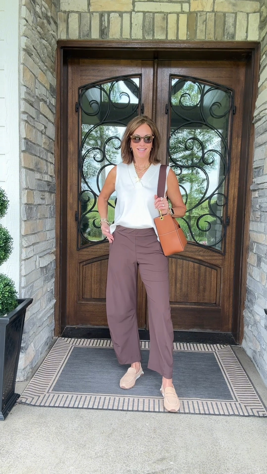 Linked similar sweater vest 
Lightweight washable pants - 6 long/tall
Denim swing jacket - medium
Denim vest - medium

#LTKTall #LTKMidsize #LTKTravel