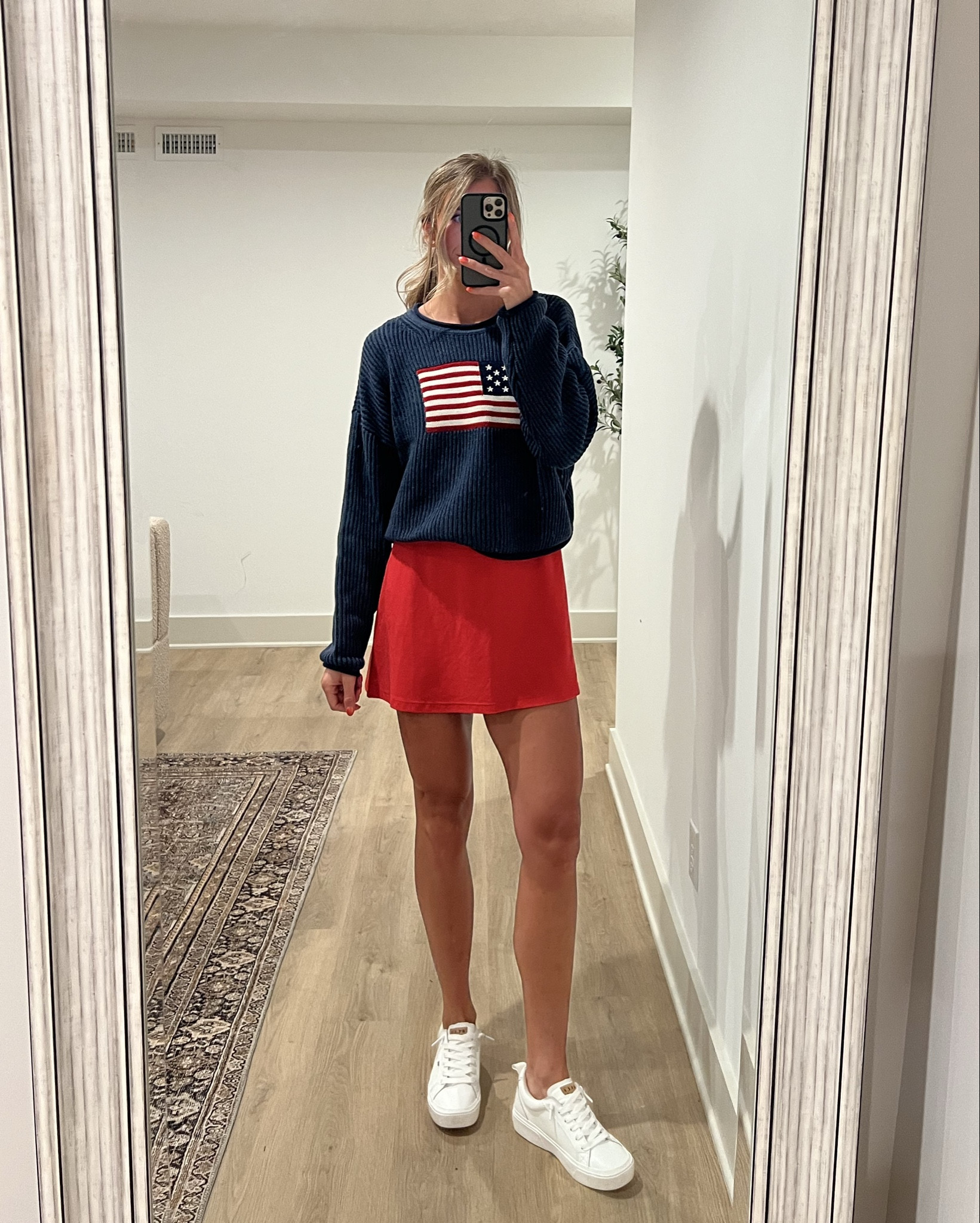 MDW Outfits  for Nantucket. Sizing below:
Size small tall in sweater
Size 6 in striped dress
Size 27 long in striped pants (run on the bigger side)
Size medium in white pants and striped shorts.  
Sized up to medium in active dress for length. Long torso friendly.  
Wearing my true size in denim shorts.  The naturally run looser
Small in red tank
Small in red skort

#LTKSeasonal