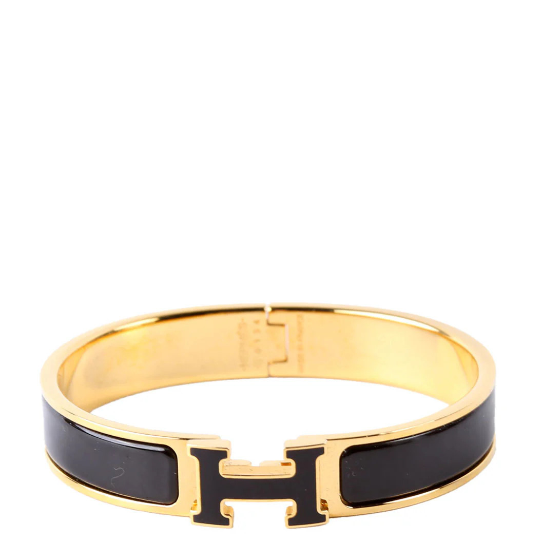 Clic Clac Narrow PM Bracelet Gold/Black | Keeks Designer Handbags