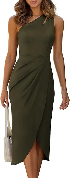 LILLUSORY Women's Summer 2023 One Shoulder Sexy Bodycon Dresses Sleeveless Cutout Ruched Wrap Sli... | Amazon (US)