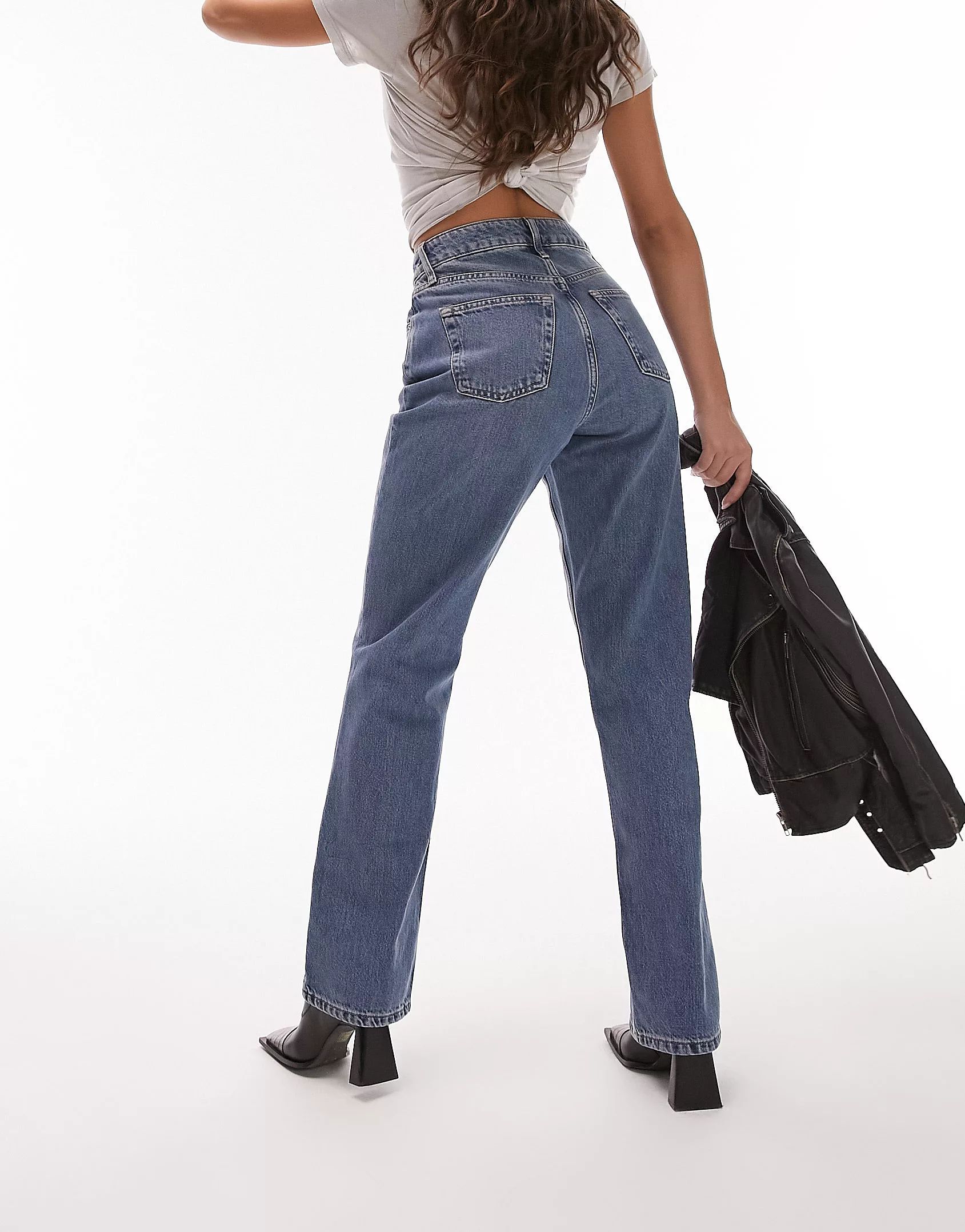 Topshop Hourglass Kort jeans in mid blue | ASOS (Global)