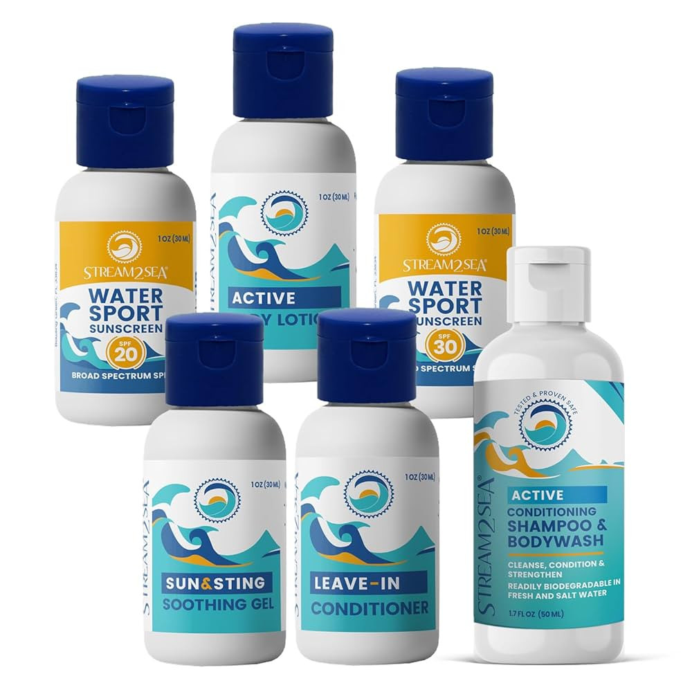 STREAM 2 SEA 6 Pack Natural Travel Sized Toiletries, 1oz Paraben Free Sample Size Shampoo, Condit... | Amazon (US)