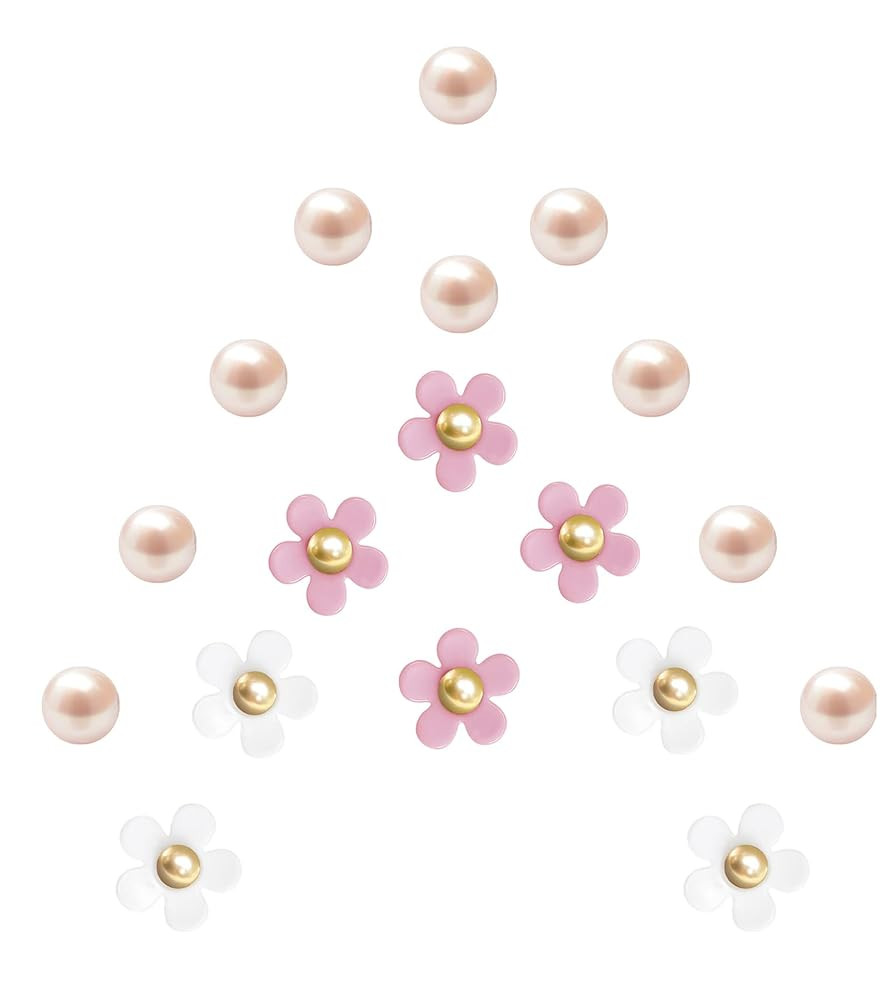 Cute Flower Shoe Charms for Women, 18Pcs Acrylic Daisy Charms with Pearls Decoration for Girls' C... | Amazon (US)